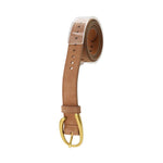 Women's Constellation Leather Belt with Brass Buckle | Taupe