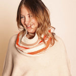 Women's Double Layer Loop Scarf | Cream/Orange Stripes