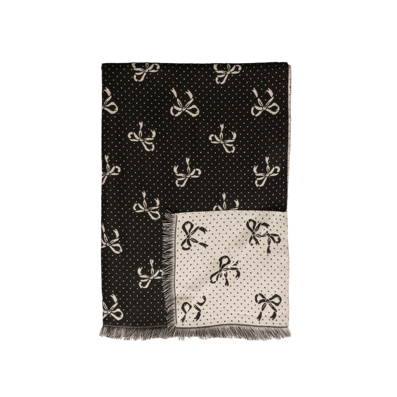 Women's Lightweight Bow Print Scarf | Black/White