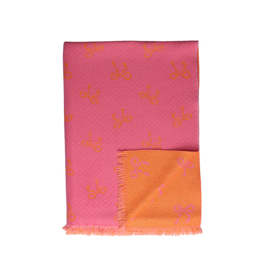 Women's Lightweight Bow Print Scarf | Pink/Orange