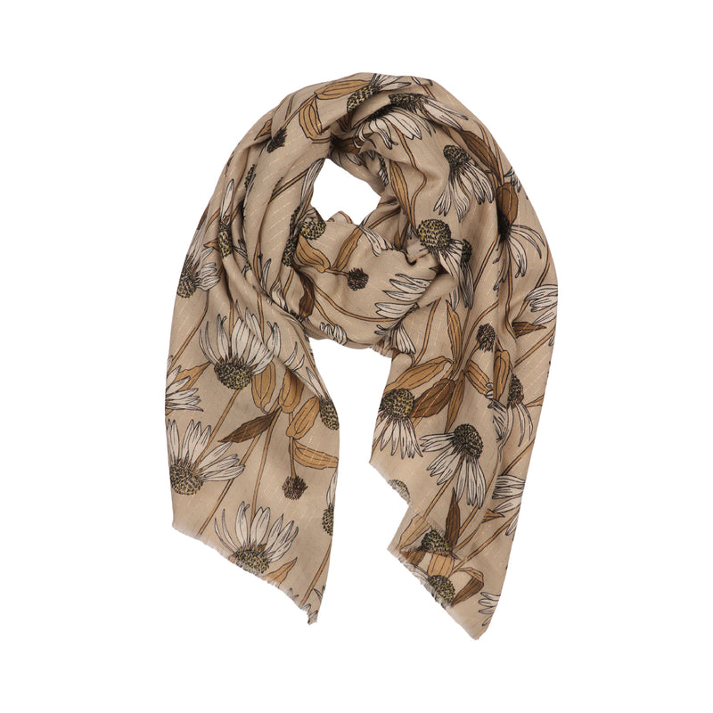 Women's Lightweight Daisy Print Scarf | Cream
