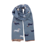 Women's Winter Dachshund Print Scarf | Blue