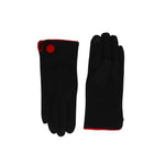 Women's Winter Gloves with Button Detail | Black/Red