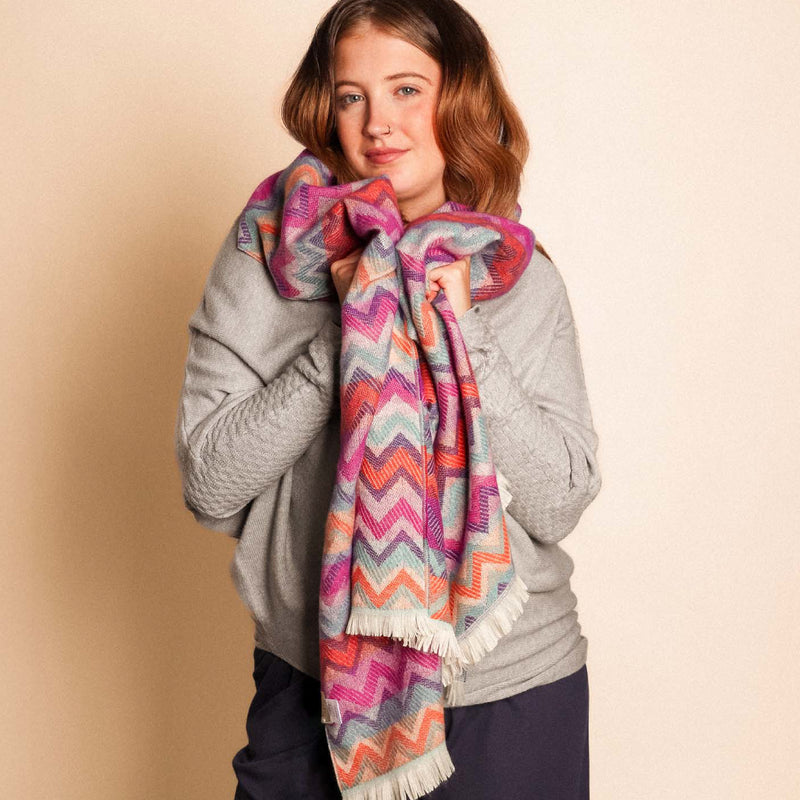 Women's Winter Zigzag Print Scarf | Purple
