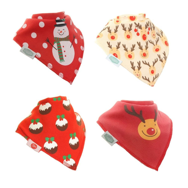 Baby's Christmas Dribble Bibs | Set of 4