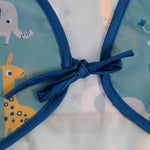 Giraffe & Elephant Coverall Feeding Bib | Blue