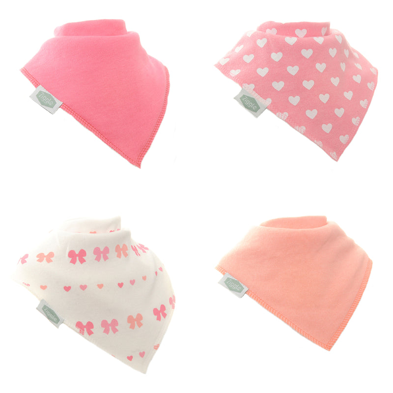 Hearts & Bows Bandana Bibs | Set of 4