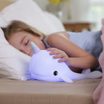 Colour Changing Night Light | White Narwhal with USB Cable | Medium