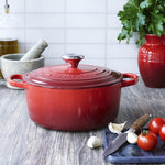 Round Cast Iron Casserole Dish | Cerise | 28cm