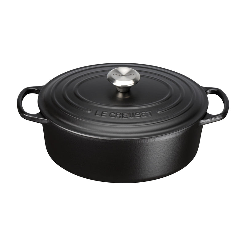 Oval Cast Iron Casserole Dish | Satin Black | 29cm