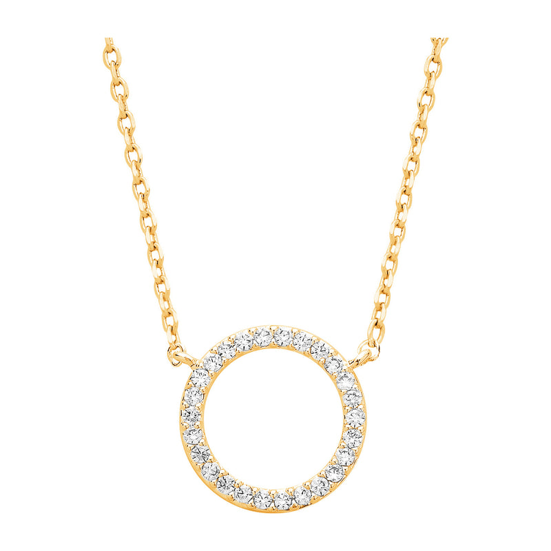 Large Pave Set Circle CZ Necklace | You are Capable of Amazing Things | Gold Plated