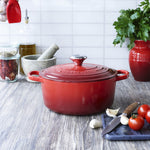 Round Cast Iron Casserole Dish | Cerise | 20cm