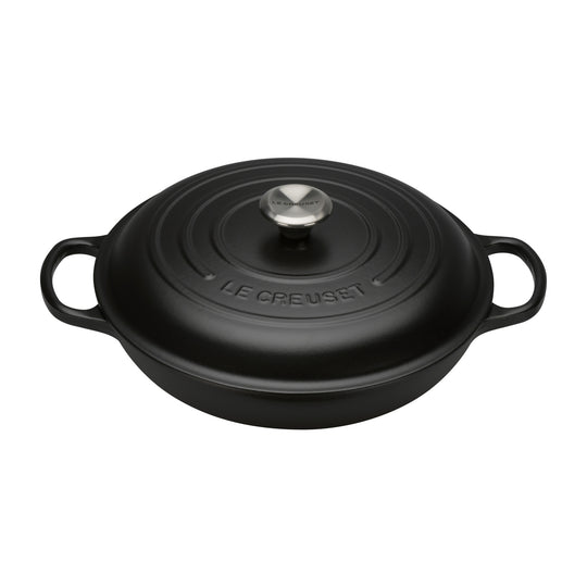 Shallow Cast Iron Casserole Dish | Satin Black | 30cm