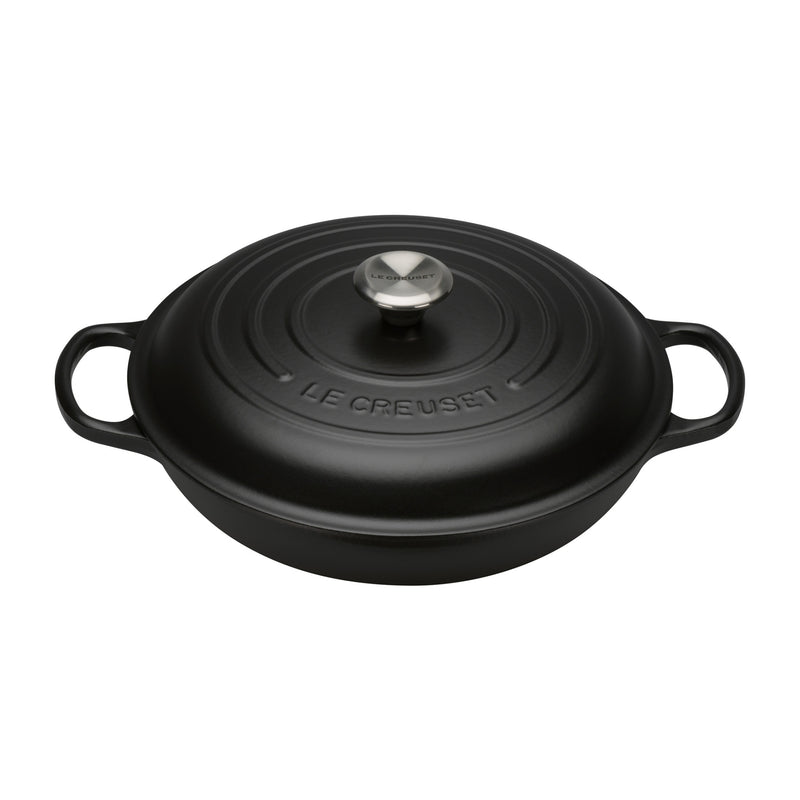 Shallow Cast Iron Casserole Dish | Satin Black | 30cm