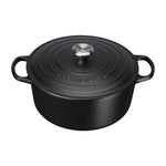 Round Cast Iron Casserole Dish | Satin Black | 22cm