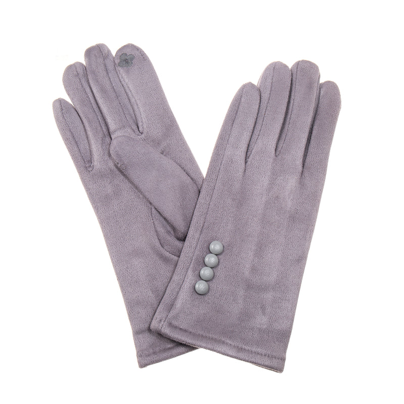 Button Gloves | Dove Grey