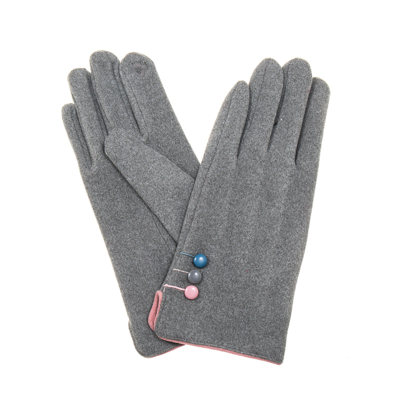 Button Gloves | Grey Mix