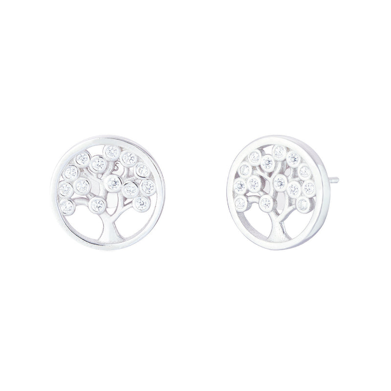 Elina CZ Tree of Life Stud Earrings | Sterling Silver