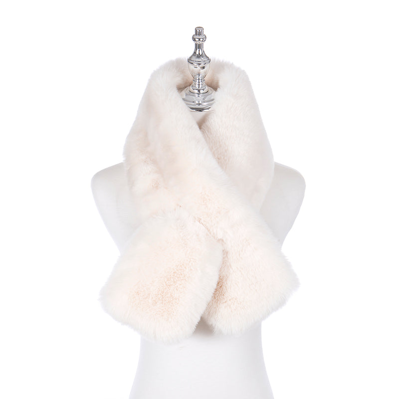 Faux Fur Pull Through Scarf | Winter White