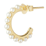 Pearl Hoop Earrings | Cherie |  Sterling Silver & Gold Plated