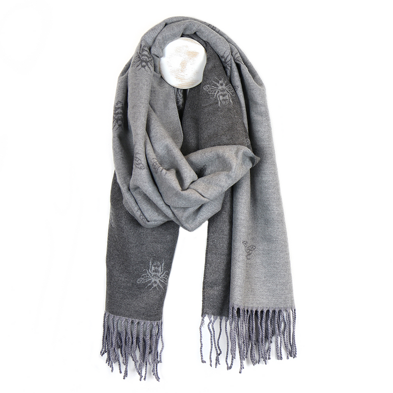 Reversible Jacquard Bee Scarf | Monochrome