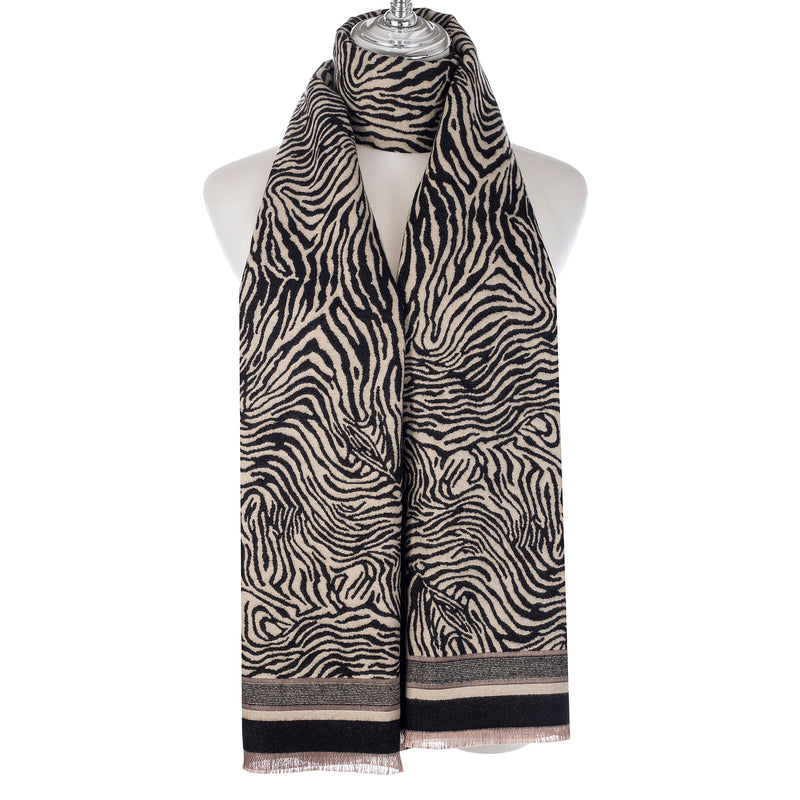 Zebra Print Scarf | Navy