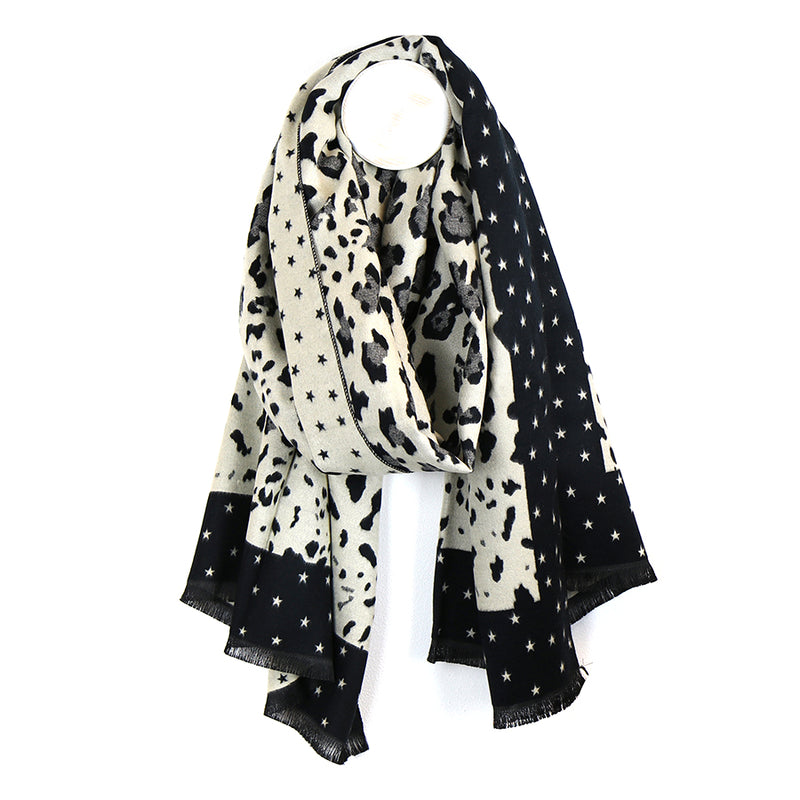 Leopard Print Scarf | Black & White