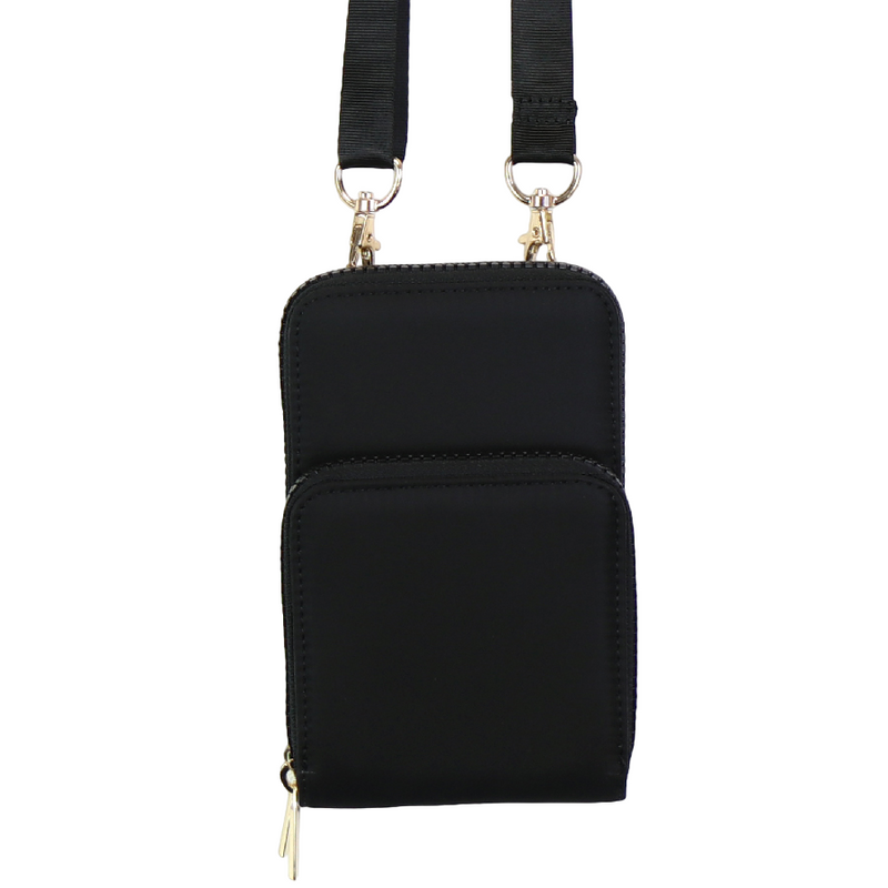 Nylon Phone Bag with Removable Strap | Black