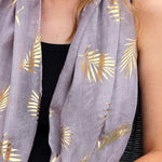 Palm Print Scarf | Washed Grey with Gold Foil