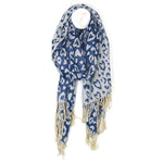 Reversible Animal Print Scarf | Navy & Grey