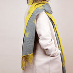 Reversible Jacquard Bee Scarf | Mustard & Grey