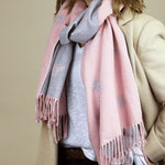 Reversible Jacquard Bee Scarf | Pink & Grey