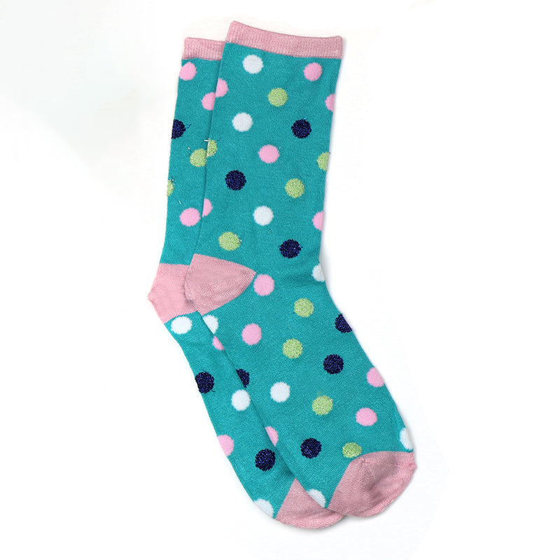 Spotted Ankle Socks | Aqua & Pink