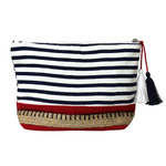 Striped Makeup & Wash Bag | Navy Red Mix