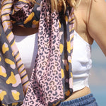 Triple Animal Print Scarf | Navy Pink Mix