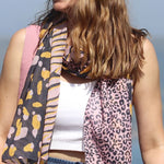 Triple Animal Print Scarf | Navy Pink Mix