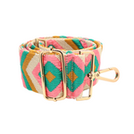 Woven Aztec Diamond Bag Strap | Mustard Pink Mix