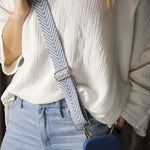 Woven Chevron Bag Strap | Blue White Mix