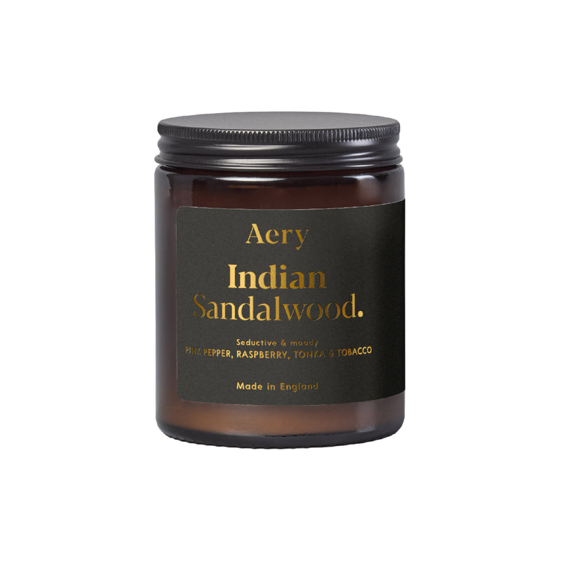 Indian Sandalwood Scented Jar Candle | Pink Pepper, Raspberry, Tonka & Tobacco | 140g