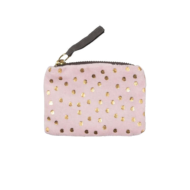 Velvet Polka Dot Coin Purse | Pink