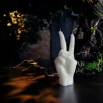 Peace Hand Gesture Candle | White