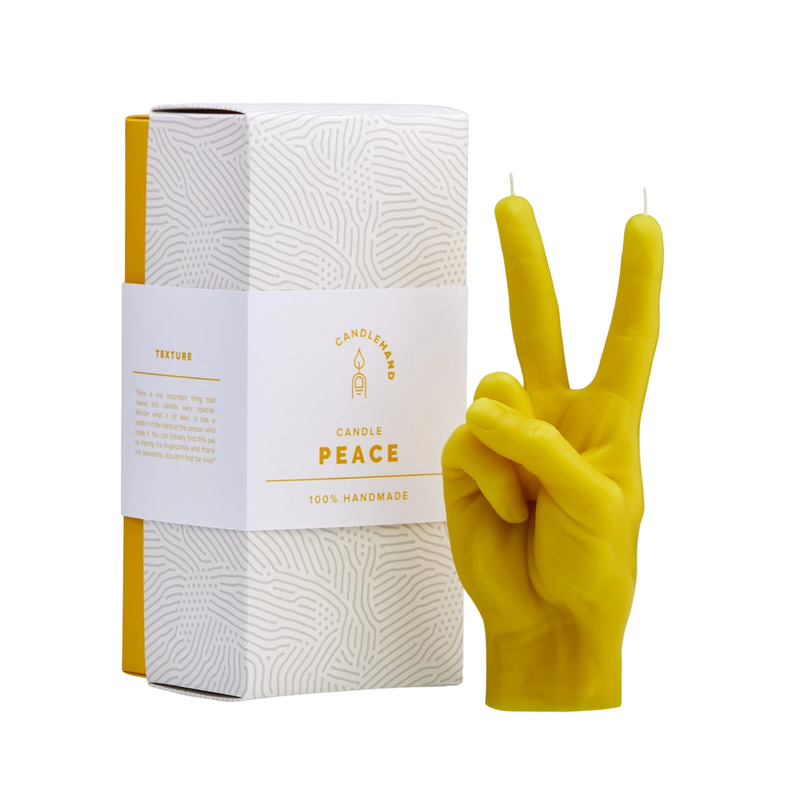 Peace Hand Gesture Candle | Yellow