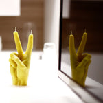 Peace Hand Gesture Candle | Yellow