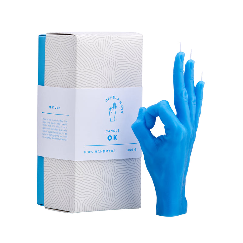 OK Hand Gesture Candle | Blue