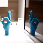 OK Hand Gesture Candle | Blue