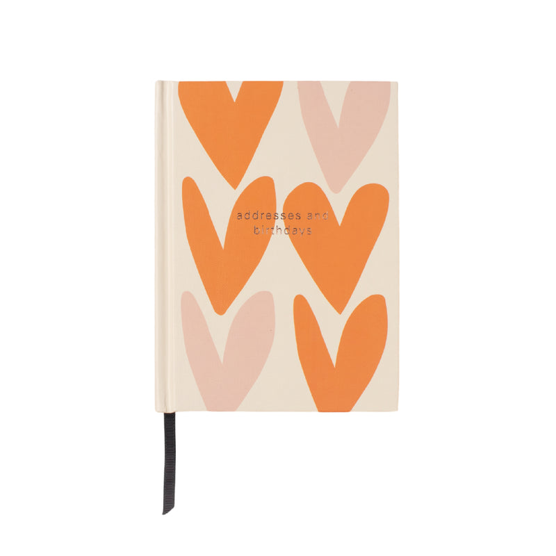 Multi Hearts Address & Birthday Book | Orange & Pink