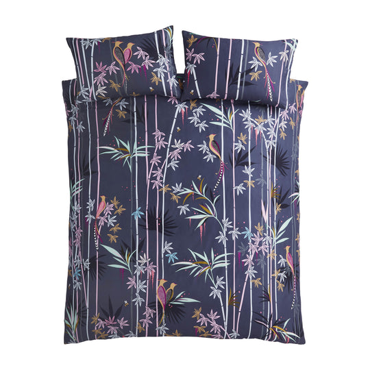 Bed Linen Set | Linear Bamboo Collection | Smokey Blue