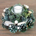 Fir & Pinecone Christmas Candle Holder | Green