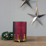 Christmas Tree Hurricane Candle Holder | Red Gold Mix