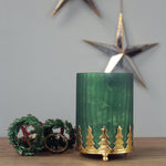 Christmas Tree Hurricane Candle Holder | Green Gold Mix